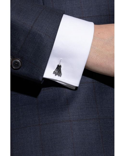 Paul Smith Metallic Cufflinks With Ghost Motif for men