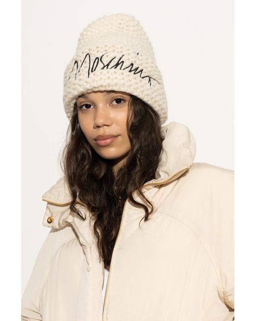 Moschino Natural Cap With Embroidered Logo