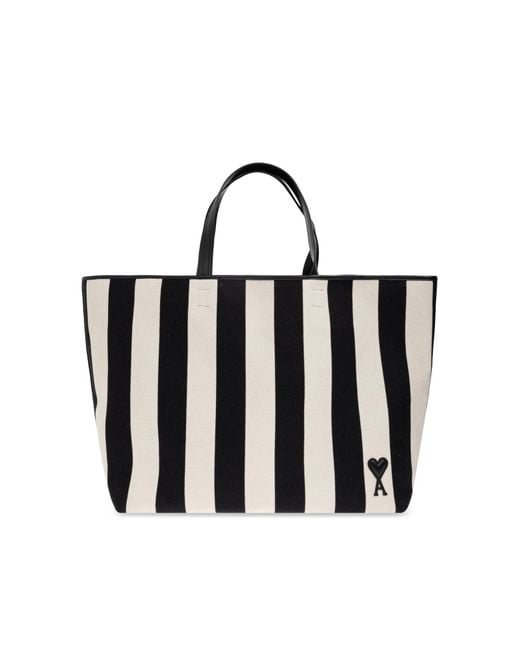 AMI Black 'Ami De Coeur' Shopper Bag