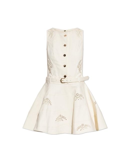 Self-Portrait White Denim Dress With Belt