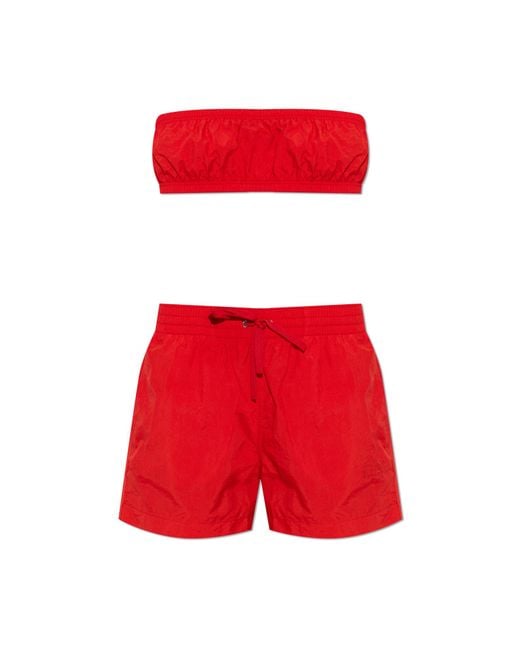 MM6 by Maison Margiela Red Two-Piece Swimsuit
