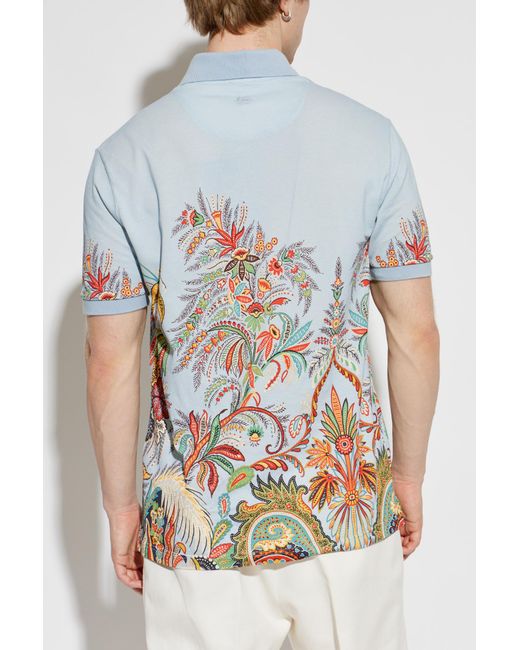 Etro Blue Patterned Polo for men