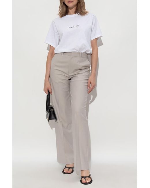 Victoria Beckham Gray Creased Trousers