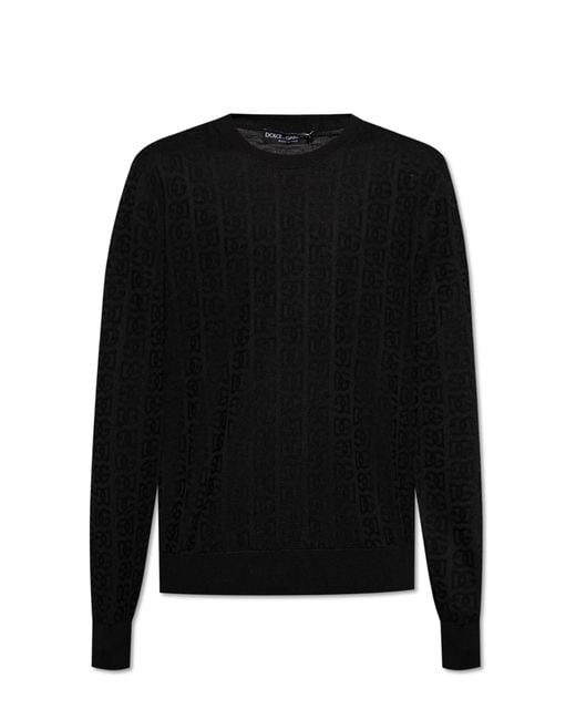 Dolce & Gabbana Black Silk Sweater With Monogram for men