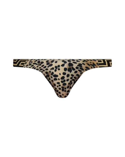 Versace Black Animal Print Bikini Bottom