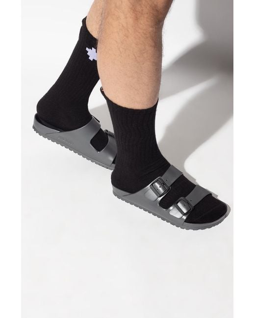 Birkenstock Gray 'Arizona Eva' Slides for men
