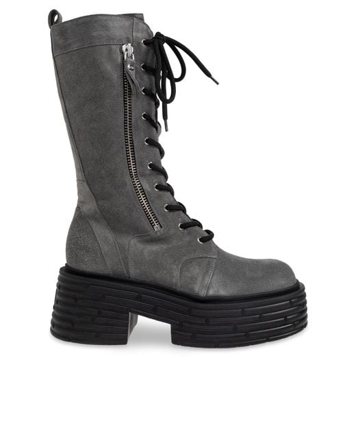 Agl Attilio Giusti Leombruni Black Suede "Lignes" Platform Shoes