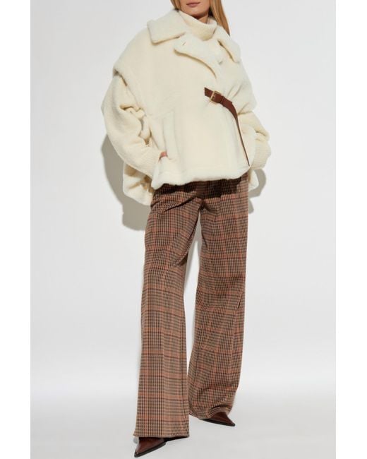 Max Mara Natural Futrzane Poncho "Newabavo"
