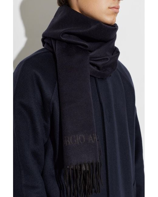 Giorgio Armani Blue Scarf With Fringes for men