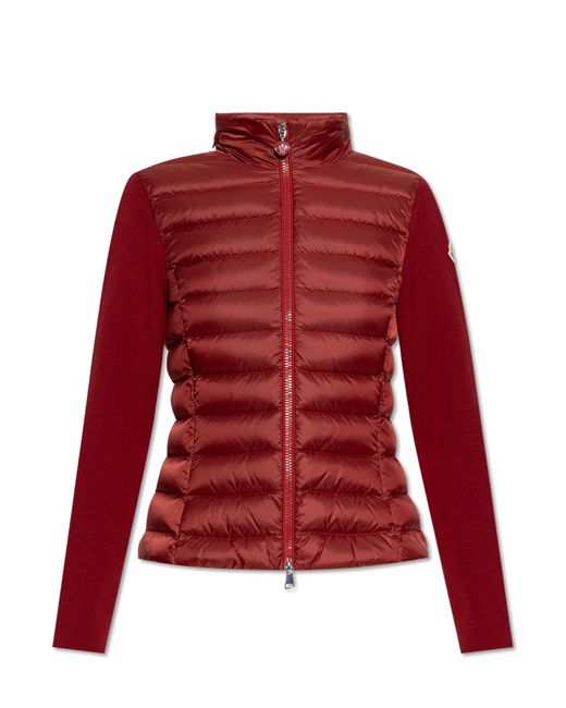 Moncler Red Cardigan With Down Insert
