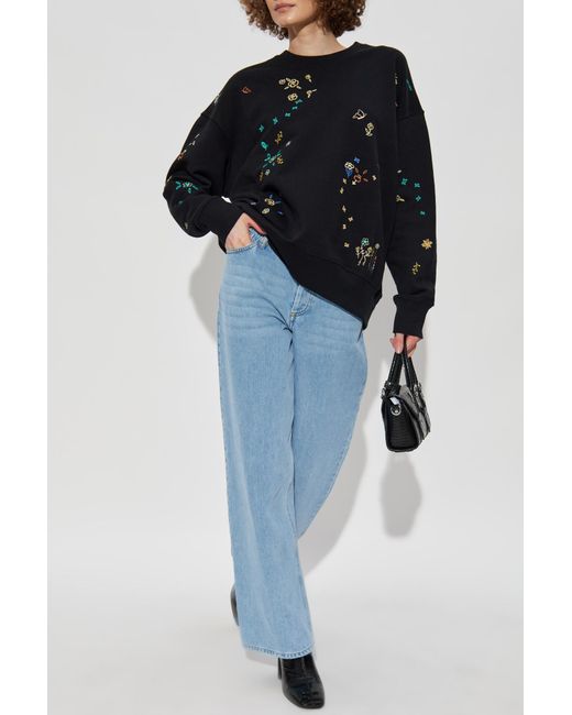 Paul Smith Black Sweatshirt With A Colorfully Embroidered Pattern