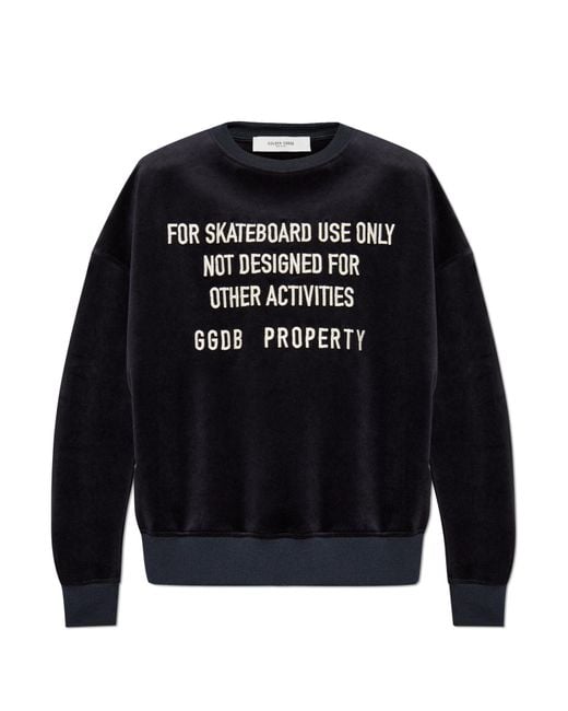 Golden Goose Deluxe Brand Black Velour Sweatshirt With Logo for men