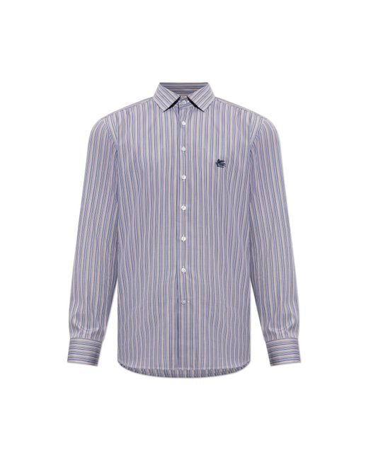 Etro Purple Striped Pattern Shirt for men