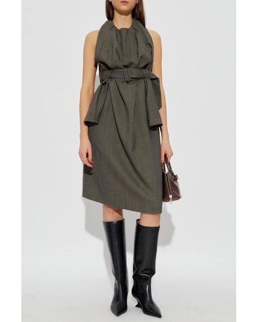 MM6 by Maison Margiela Gray Dress With Belt
