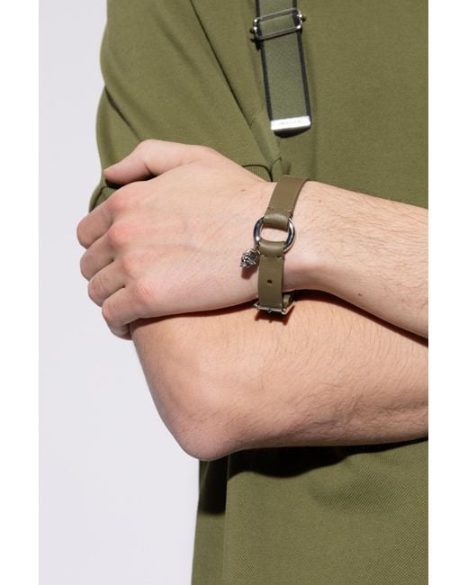 McQueen Green Leather Bracelet for men