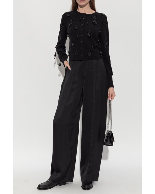 Tory Burch Black Cardigan Finished With Shimmering Sequins