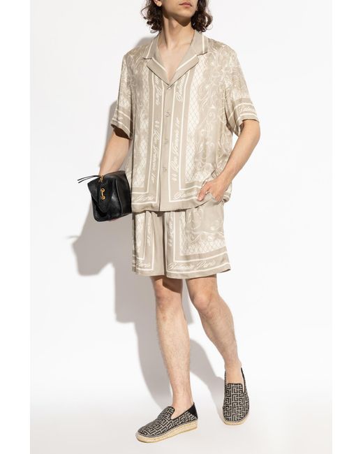 Balmain Natural Printed Shorts for men