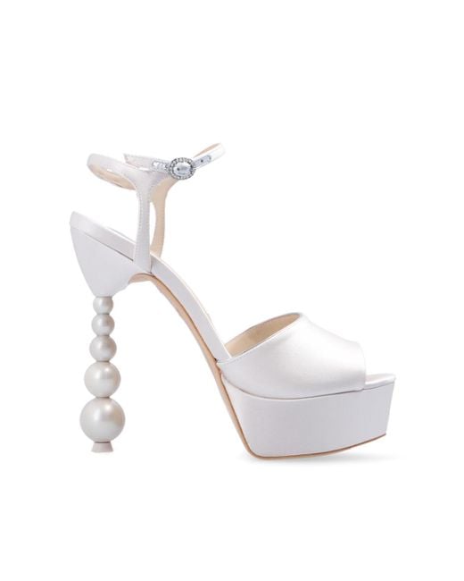 Sophia Webster White ‘Natalia’ Sandals On Decorative Heel