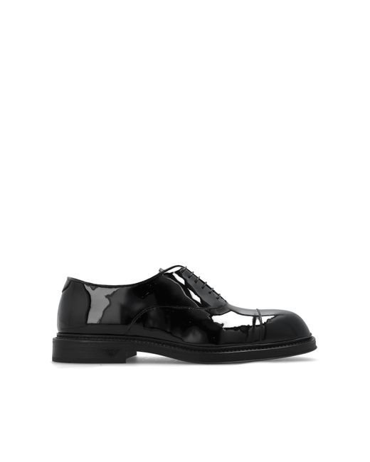 Emporio Armani Leather Shoes in Black for Men | Lyst