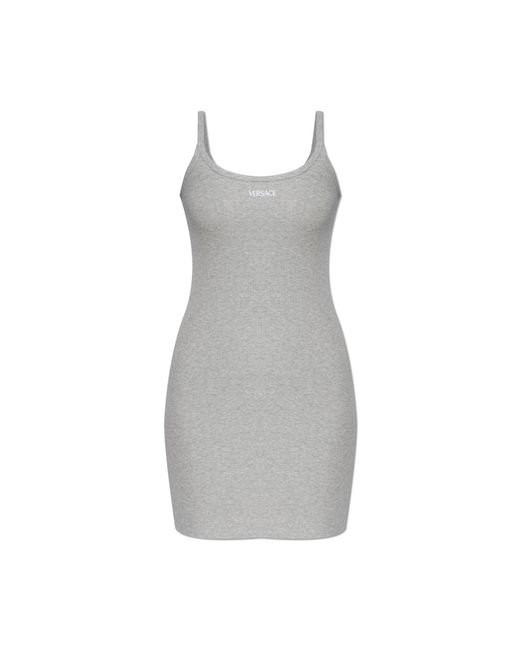 Versace Gray Dress With Logo