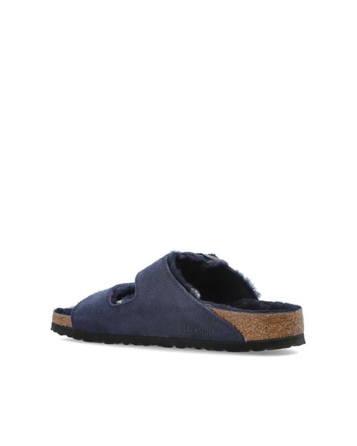 Birkenstock Blue Arizona Shearling' Slides