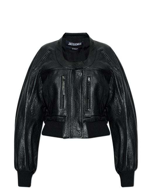 Jacquemus Black Leather Jacket 'Tore'