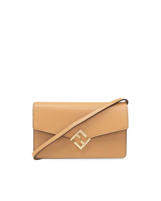 Fendi Natural 'ff Diamonds' Wallet With Chain