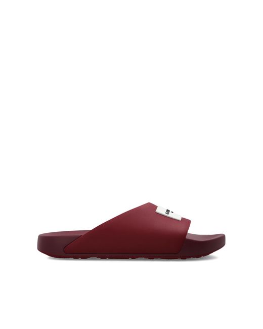 Givenchy Red Rubber Slides With Logo
