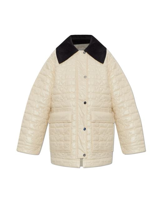Ganni Natural Insulated Jacket With Corduroy Collar
