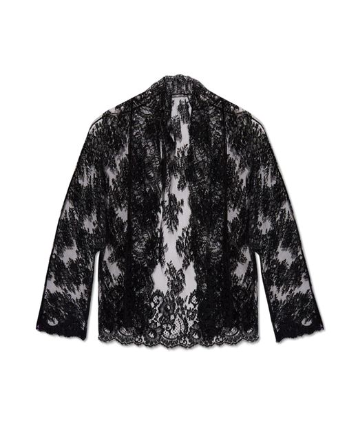 Dolce & Gabbana Black Lace Kimono Shirt,