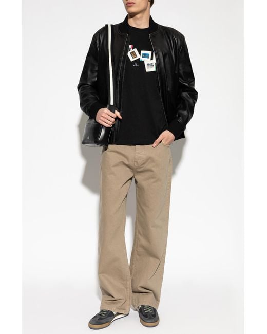 Paul Smith Black Leather "Bomber" Jacket for men