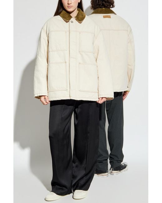 AMI Natural Insulated Jacket With Corduroy Collar