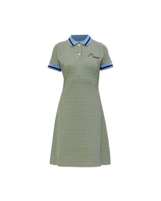 Marni Green Dress With A Checkered Pattern
