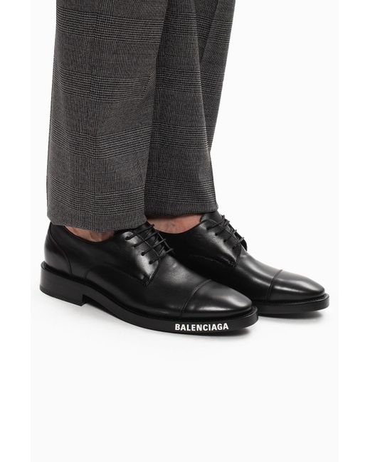 Balenciaga Black Derby Shoes With Logo for men