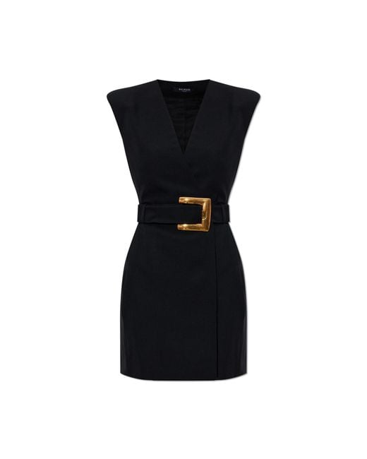 Balmain Black Ribbed Dress