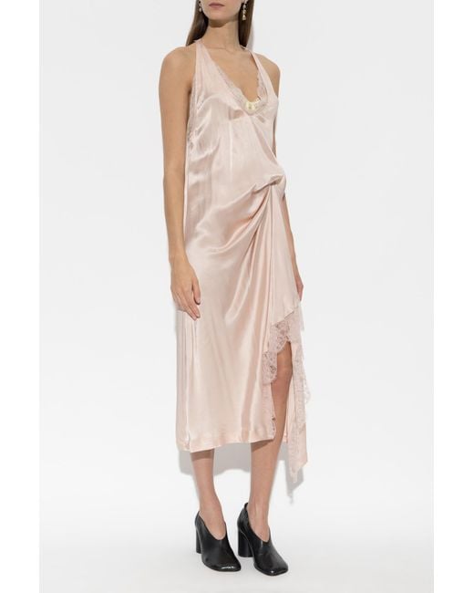 Maison Margiela White Dress With Lace Trim