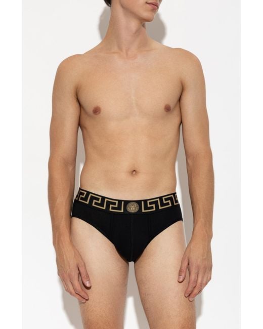 Versace Black Three-Pack Of Cotton Briefs for men