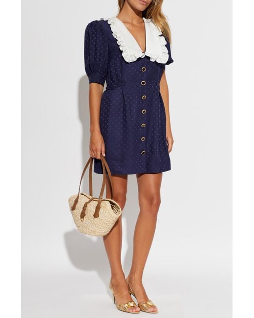 Alessandra Rich Blue Star Print Dress