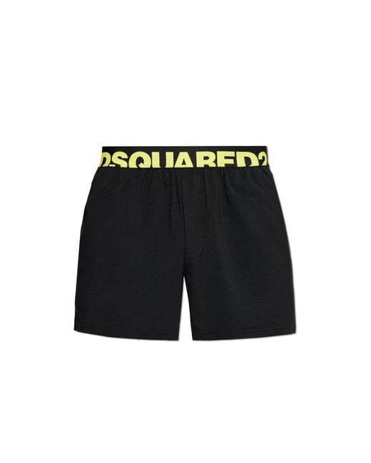 DSquared² Black Cotton Boxers With Logo for men