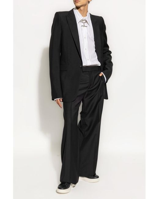 McQueen Black Crease Trousers for men