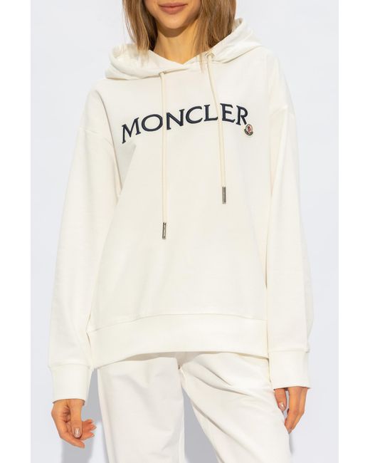 Moncler Natural Hoodie With Logo,