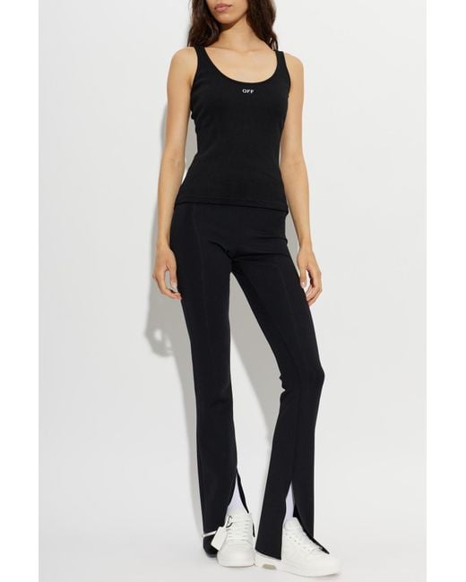 Off-White c/o Virgil Abloh Black Ribbed Top With Embroidered Logo