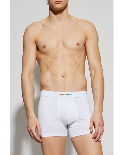 DSquared² Blue Cotton Boxers With Logo for men