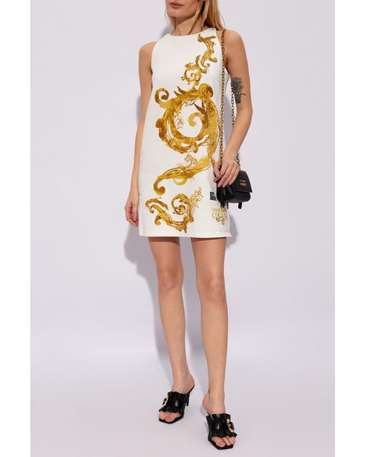 Versace Metallic Printed Denim Dress,