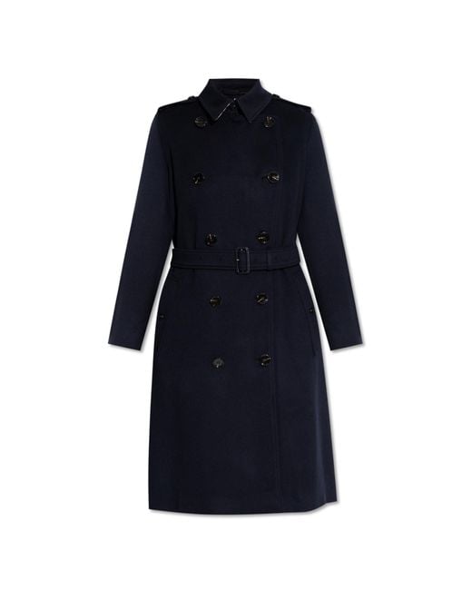 Burberry Blue Cashmere Trench Coat,
