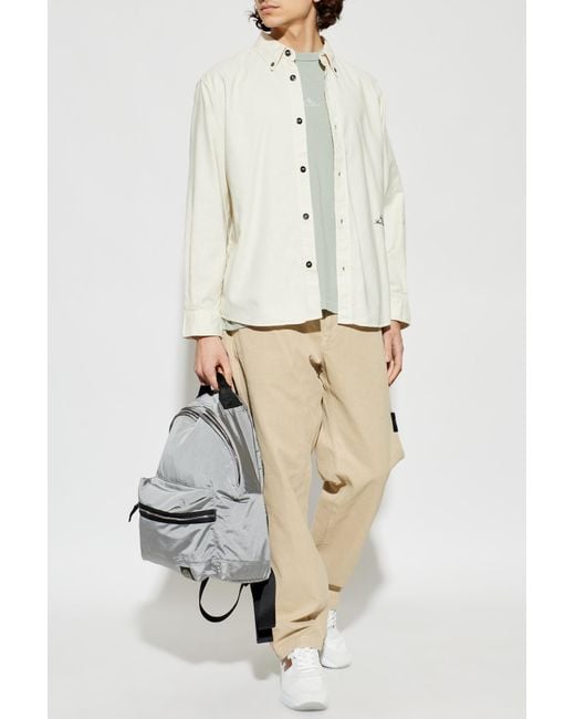 Stone Island White T-Shirt With Embroidered Logo for men