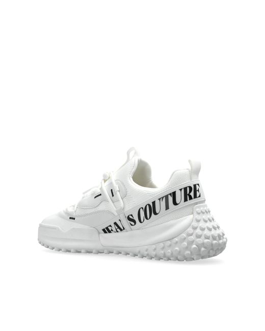 Versace Jeans Couture White Sports Shoes With Printed Logo for men