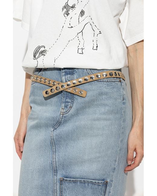 IRO Blue Suede Belt With Studs