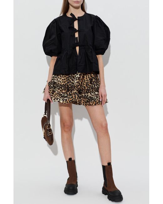 Ganni Brown Ruffled Skirt