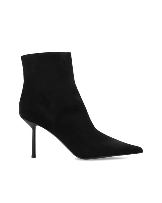 Le Silla Black Suede Heeled Ankle Boots 'Bella'